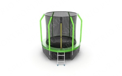 Батут EVO JUMP COSMO с внутренней сеткой и лестницей, диаметр 12ft (зеленый) + нижняя сеть